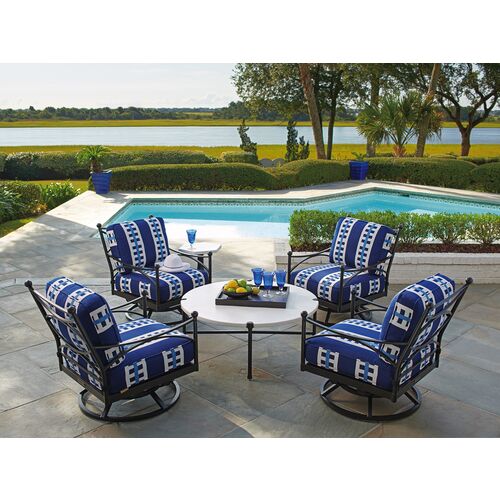 Pavlova Round Outdoor Cocktail Table, White/Black 4 Pavlova Round Outdoor Cocktail Table, White/Black