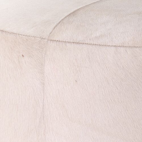 Thackeray Round Hide Pouf, White Hide & Antique Brass 3 Thackeray Round Hide Pouf, White Hide & Antique Brass
