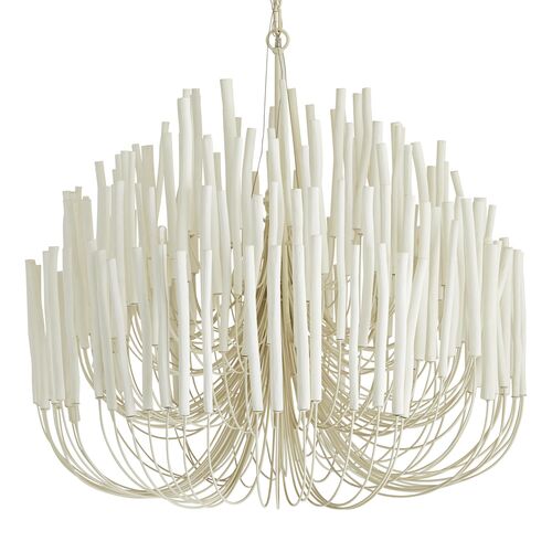 Tilda Large 6-Light Wooden Chandelier, White 1 Tilda Large 6-Light Wooden Chandelier, White