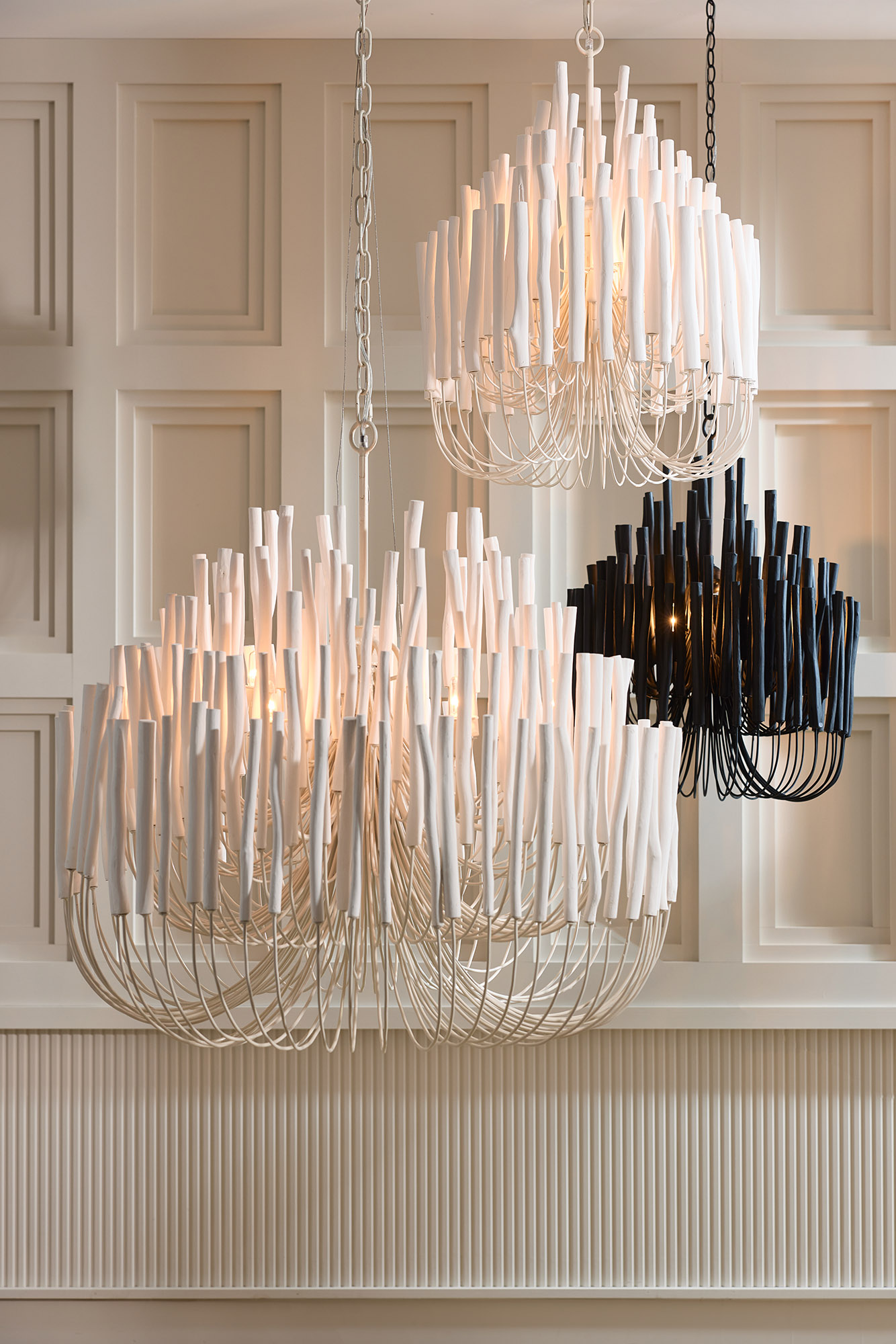 Tilda Large 6-Light Wooden Chandelier, White 10 Tilda Large 6-Light Wooden Chandelier, White