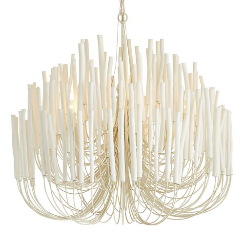 Tilda Large 6-Light Wooden Chandelier, White 2 Tilda Large 6-Light Wooden Chandelier, White