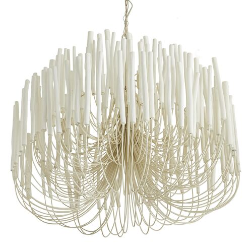 Tilda Large 6-Light Wooden Chandelier, White 3 Tilda Large 6-Light Wooden Chandelier, White
