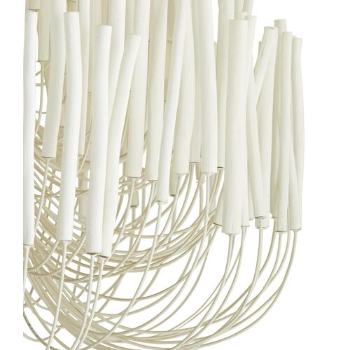 Tilda Large 6-Light Wooden Chandelier, White 4 Tilda Large 6-Light Wooden Chandelier, White