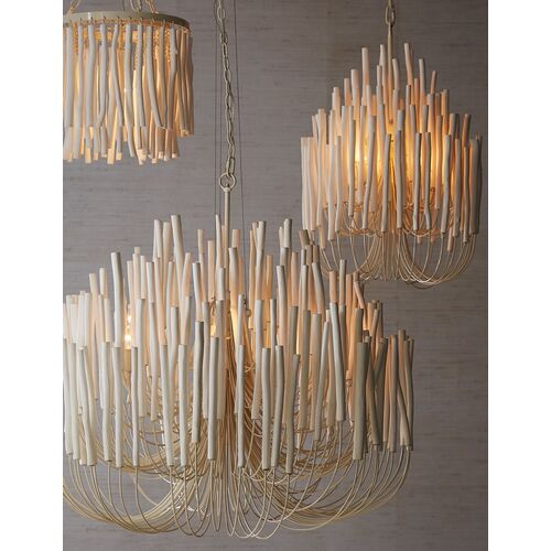 Tilda Large 6-Light Wooden Chandelier, White 7 Tilda Large 6-Light Wooden Chandelier, White
