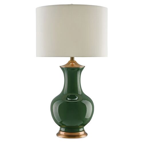Lilou Table Lamp, Green/Antique Brass 3 Lilou Table Lamp, Green/Antique Brass