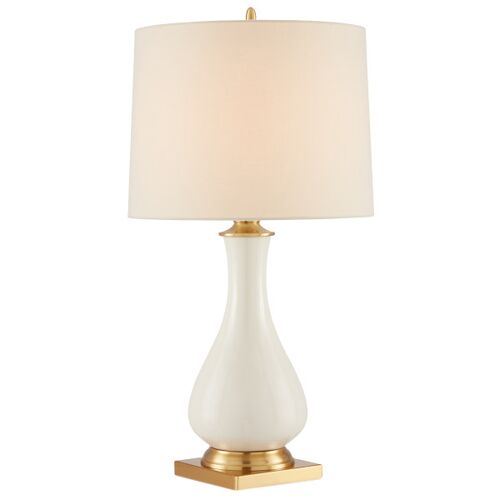 Lynton Table Lamp, Cream Crackle/Brass 3 Lynton Table Lamp, Cream Crackle/Brass