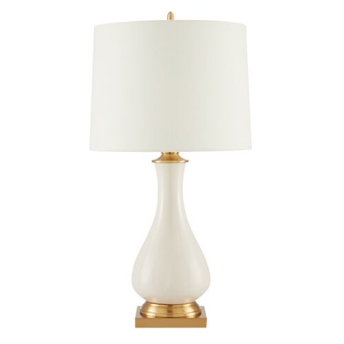Lynton Table Lamp, Cream Crackle/Brass 4 Lynton Table Lamp, Cream Crackle/Brass