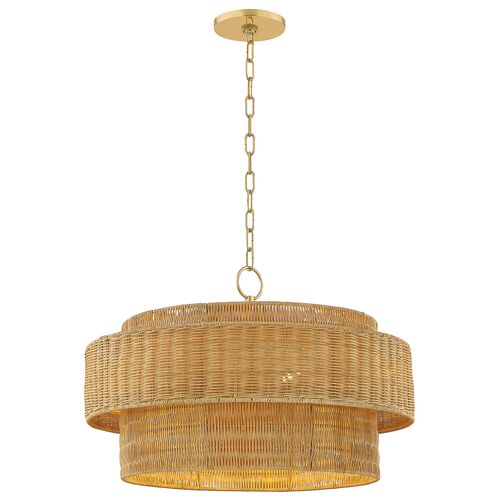 Orla Wicker Pendant, Natural/Aged Brass 2 Orla Wicker Pendant, Natural/Aged Brass