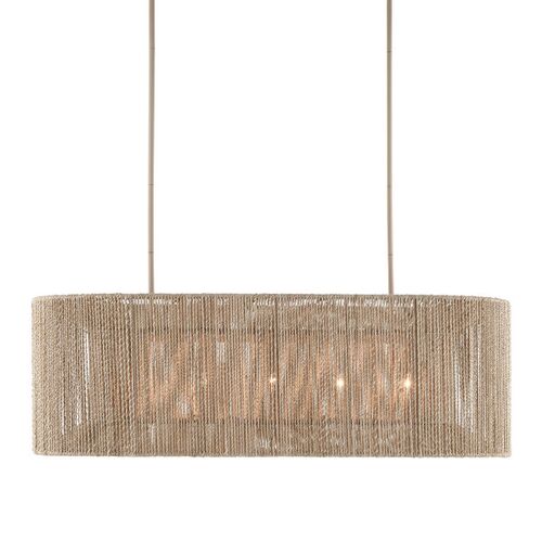 Mereworth Oval Rope Chandelier, Natural/Beige 1 Mereworth Oval Rope Chandelier, Natural/Beige