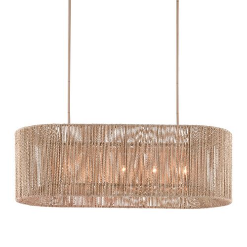 Mereworth Oval Rope Chandelier, Natural/Beige 5 Mereworth Oval Rope Chandelier, Natural/Beige