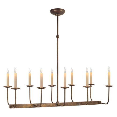Branched Linear Chandelier, Antique Brass 1 Branched Linear Chandelier, Antique Brass