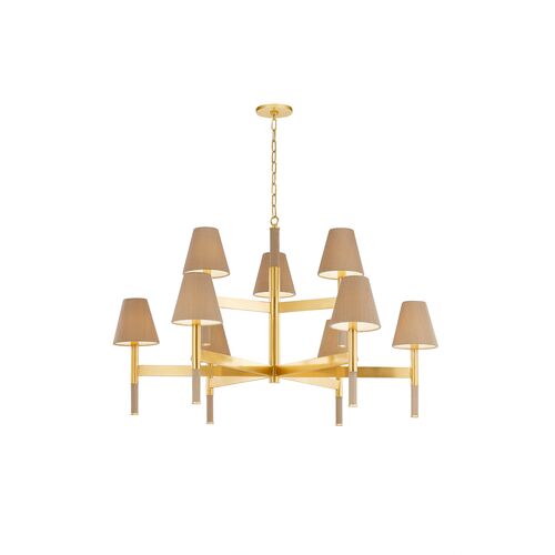 Azrin Chandelier, Aged Brass/Natural Grasscloth 2 Azrin Chandelier, Aged Brass/Natural Grasscloth