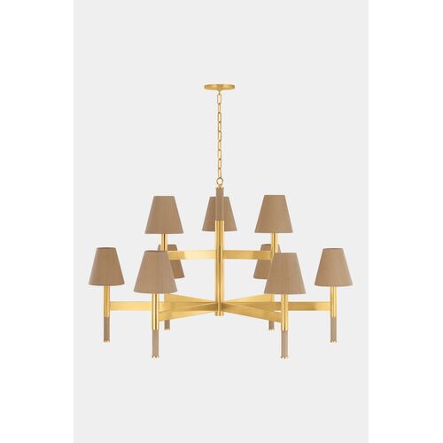 Azrin Chandelier, Aged Brass/Natural Grasscloth 5 Azrin Chandelier, Aged Brass/Natural Grasscloth