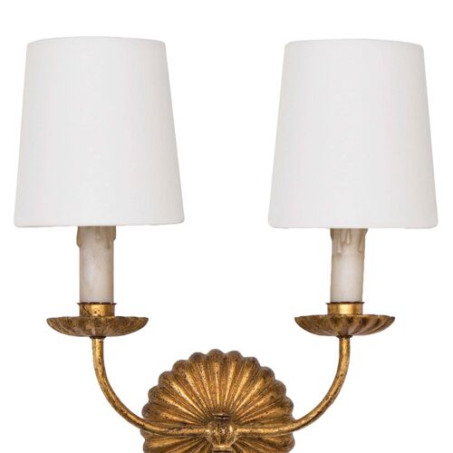 Clove Double Sconce, Antiqued Gold Leaf 3 Clove Double Sconce, Antiqued Gold Leaf