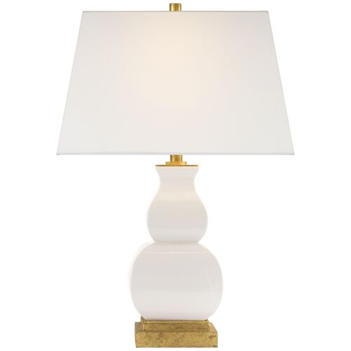 Fang Gourd Table Lamp, Ivory Crackle Ceramic 1 Fang Gourd Table Lamp, Ivory Crackle Ceramic