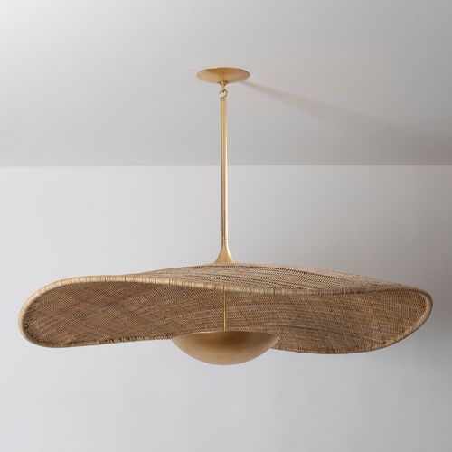 Briston Rattan Pendant, Natural/Vintage Gold Leaf 2 Briston Rattan Pendant, Natural/Vintage Gold Leaf