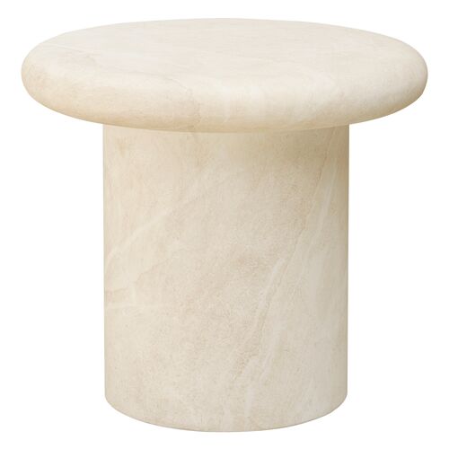 Judiah Outdoor Round End Table, Cream Concrete 1 Judiah Outdoor Round End Table, Cream Concrete