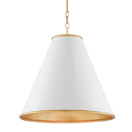 Pierrepont Large Pendant, White/Gold Leaf 2 Pierrepont Large Pendant, White/Gold Leaf