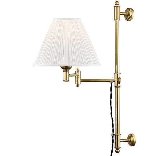 Classic No.1 Plug-In Wall Sconce, Silk Shade 1 Classic No.1 Plug-In Wall Sconce, Silk Shade