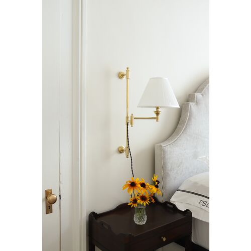 Classic No.1 Plug-In Wall Sconce, Silk Shade 8 Classic No.1 Plug-In Wall Sconce, Silk Shade