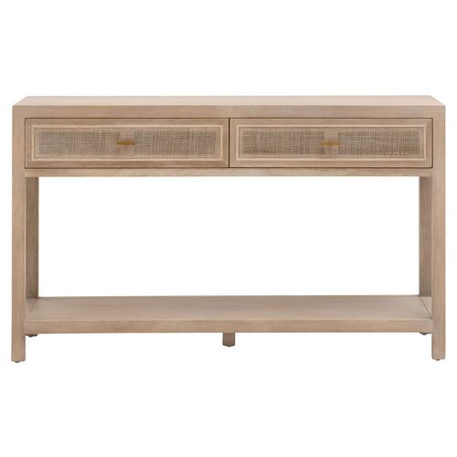 Maverick Cane 2-Drawer Entry Console, Smoke Gray 2 Maverick Cane 2-Drawer Entry Console, Smoke Gray