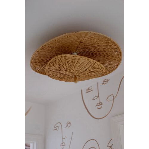 Marigold Wicker Semi Flush, Natural/Aged Brass 13 Marigold Wicker Semi Flush, Natural/Aged Brass