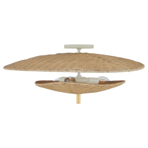 Marigold Wicker Semi Flush, Natural/Aged Brass 15 Marigold Wicker Semi Flush, Natural/Aged Brass