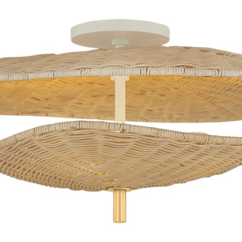 Marigold Wicker Semi Flush, Natural/Aged Brass 16 Marigold Wicker Semi Flush, Natural/Aged Brass
