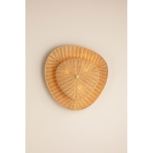 Marigold Wicker Semi Flush, Natural/Aged Brass 4 Marigold Wicker Semi Flush, Natural/Aged Brass