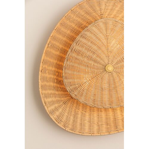 Marigold Wicker Semi Flush, Natural/Aged Brass 5 Marigold Wicker Semi Flush, Natural/Aged Brass