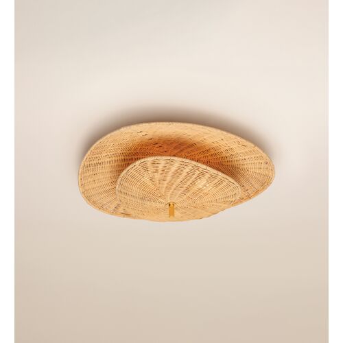 Marigold Wicker Semi Flush, Natural/Aged Brass 6 Marigold Wicker Semi Flush, Natural/Aged Brass