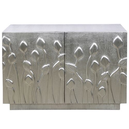 Bex Bar Cabinet, German Silver Aluminum
