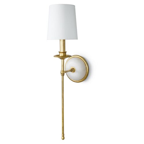 Alabaster Single Sconce, Gold Leaf 1 Alabaster Single Sconce, Gold Leaf