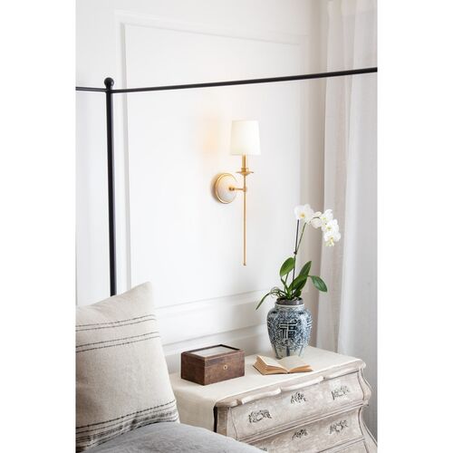 Alabaster Single Sconce, Gold Leaf 2 Alabaster Single Sconce, Gold Leaf