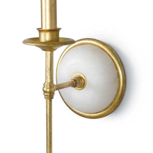 Alabaster Single Sconce, Gold Leaf 3 Alabaster Single Sconce, Gold Leaf