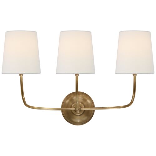 Vendome Triple Sconce, Antiqued Brass 1 Vendome Triple Sconce, Antiqued Brass
