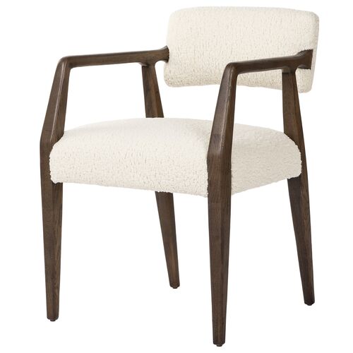 Gunnar Dining Armchair, Burnt Oak/Sheepskin Natural