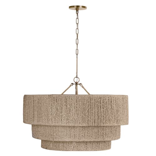 Reza Chandelier, Patina Brass/Natural Jute 1 Reza Chandelier, Patina Brass/Natural Jute