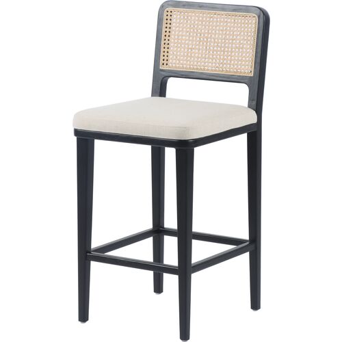 Michaela Cane Counter Stool, Brushed Ebony/Flax Performance 1 Michaela Cane Counter Stool, Brushed Ebony/Flax Performance