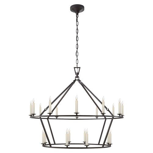 Darlana Large Two-Tiered Ring Chandelier, Bronze 1 Darlana Large Two-Tiered Ring Chandelier, Bronze
