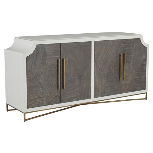 Kirsten Cerused Cabinet, White/Coal 2 Kirsten Cerused Cabinet, White/Coal