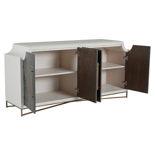 Kirsten Cerused Cabinet, White/Coal 4 Kirsten Cerused Cabinet, White/Coal