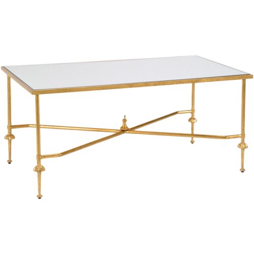 French Iron Mirror Cocktail Table, Gold 1 French Iron Mirror Cocktail Table, Gold