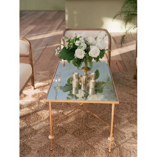 French Iron Mirror Cocktail Table, Gold 12 French Iron Mirror Cocktail Table, Gold