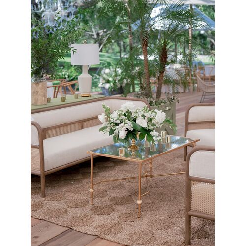 French Iron Mirror Cocktail Table, Gold 2 French Iron Mirror Cocktail Table, Gold