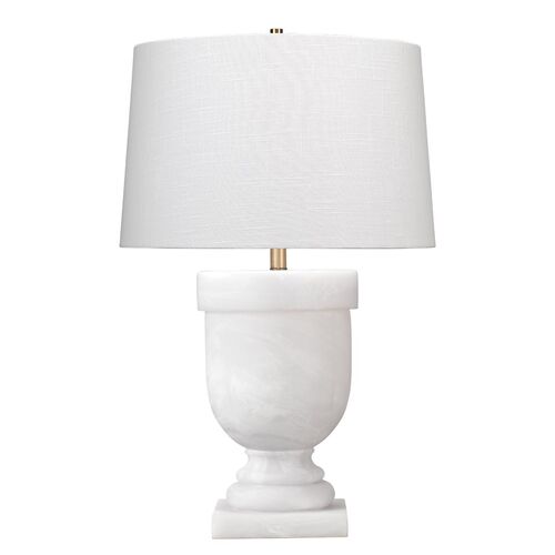 Carnegie Table Lamp, White Faux Alabaster 1 Carnegie Table Lamp, White Faux Alabaster