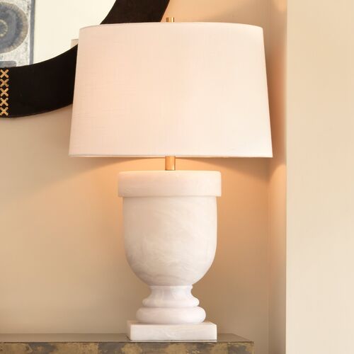 Carnegie Table Lamp, White Faux Alabaster 2 Carnegie Table Lamp, White Faux Alabaster