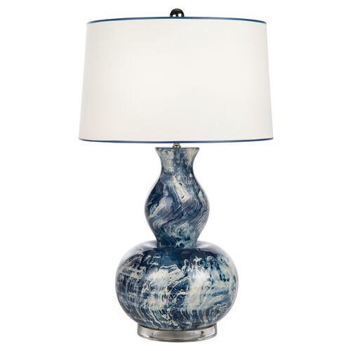 Cole Table Lamp, Blue/White 1 Cole Table Lamp, Blue/White