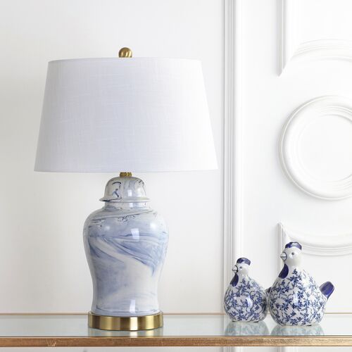 Lucinda Table Lamp, Blue/White 2 Lucinda Table Lamp, Blue/White