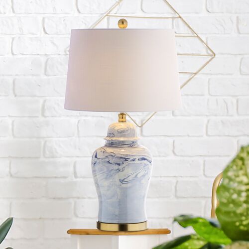Lucinda Table Lamp, Blue/White 7 Lucinda Table Lamp, Blue/White